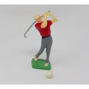 Vintage Golfer in Red Shirt & Golf Ball Cake Toppers 4"